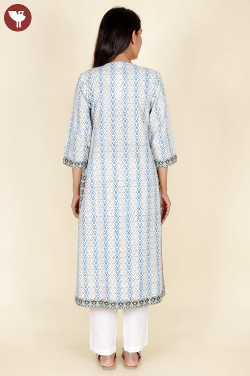 Cambric Cotton Kurta Geometric Block Print