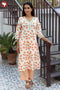 Cambric Cotton Cream Kurta In Floral Block Print