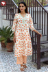 Cambric Cotton Cream Kurta In Floral Block Print