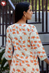 Cambric Cotton Cream Kurta In Floral Block Print