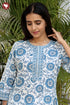 Cambric Cotton Cream Kurta In Floral Block Print
