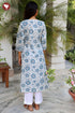 Cambric Cotton Cream Kurta In Floral Block Print
