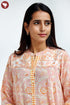 MulMul Cotton Peach Kurta In Floral Block Print