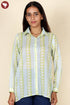 Mulmul Cotton Top In Stripe Geometric Block Print