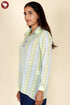 Mulmul Cotton Top In Stripe Geometric Block Print