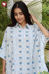 Cambric Cotton Shirt Style Top In Floral Block Print