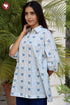 Cambric Cotton Shirt Style Top In Floral Block Print