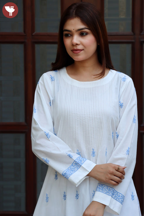 Cambric Cotton Chikankari Embroidery Kurta