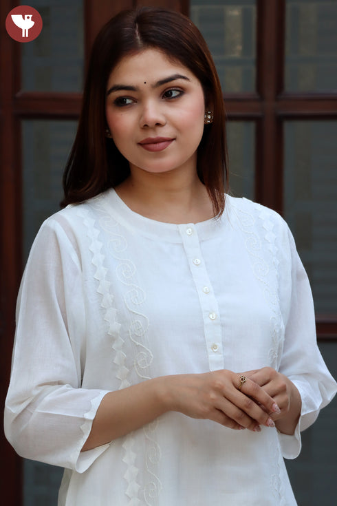 Mulmul Cotton Chikankari Embroidery Top