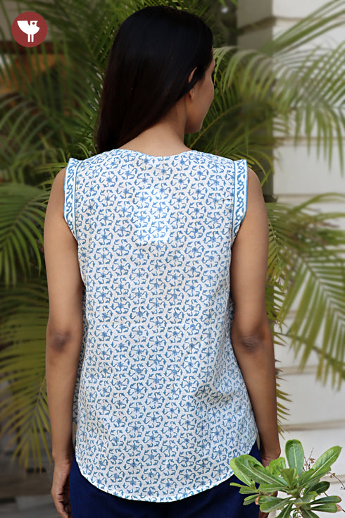 Cambric Cotton Top In Block Print