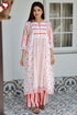 Kota Doria Off White Red Printed Kurta In Block Print
