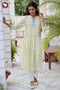 Mul Mul Cotton Floral Pintuc Kurta In Block Print