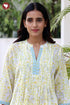 Mul Mul Cotton Floral Pintuc Kurta In Block Print