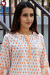 Cambric Cotton Peach Pintucked Top In Floral Print
