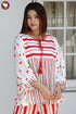 Cambric Cotton Off White Red Printed Top In Block Print