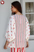 Cambric Cotton Off White Red Printed Top In Block Print