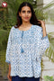 Cambric Cotton Peasant Top In Floral Print