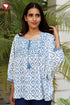 Cambric Cotton Peasant Top In Floral Print