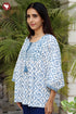 Cambric Cotton Peasant Top In Floral Print