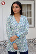 Cambric Cotton Top In Floral Block Print