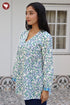 Cambric Cotton Top In Floral Block Print