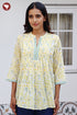 Mul Mul Cotton Pintuc Floral Top In Block Print