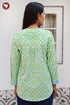 Cambric Cotton Lime Green Top In Floral Block Print
