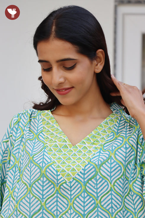 Cambric Cotton Top in Floral Block Print