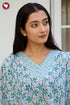 Cambric Cotton Top In Floral Block Print