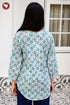 Cambric Cotton Top In Floral Block Print