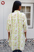 Cotton Stripe Ivory Green Top / Shirt Style In Floral Block Print