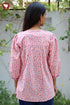 Cambric Cotton Pintuc Floral Top In Block Print