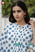 Cambric Cotton Pintuck Floral Top in Block Print