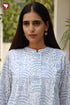 Cambric Cotton Pintuck Floral Top in Block Print