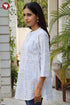 Cambric Cotton Pintuck Floral Top in Block Print