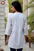 Cambric Cotton Pintuck Floral Top in Block Print