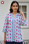 Cambric Cotton Top in Floral Block Print