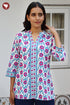 Cambric Cotton Top in Floral Block Print