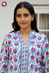 Cambric Cotton Top in Floral Block Print