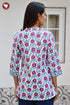 Cambric Cotton Top in Floral Block Print