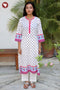 Cotton Stripe Kurta in Floral Block Print