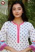 Cotton Stripe Kurta in Floral Block Print