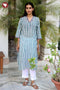 Mul Mul Cotton Kurta in Stripe Border Screen Print