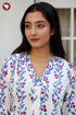 Cotton Stripe Top in Floral Block Print