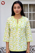 Cotton Stripe Top in Floral Block Print