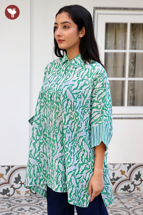 MulMul Cotton Top In Floral Block Print
