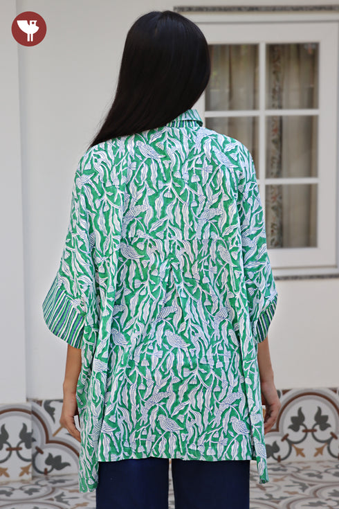 MulMul Cotton Top In Floral Block Print