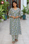 Mul Mul Cotton Grey & Purple Floral Kurta