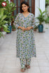 Mul Mul Cotton Grey & Purple Floral Kurta