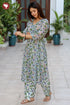 Mul Mul Cotton Grey & Purple Floral Kurta